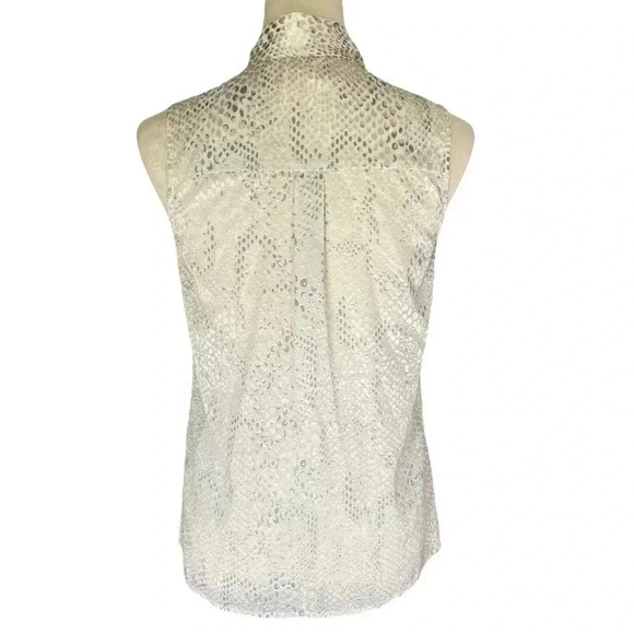 Etcetera Ruffle Sleeveless Animal Print Neutral Top Women Blouse Size 2 - Picture 4 of 7